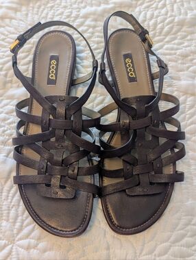 Ecco Dark Brown Leather Multi-Strap Gladiator Sandals
